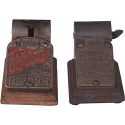 Lot of 2  Original Slant Front Cast-Iron Cigar Cutters
