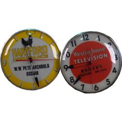Lot of 2  Pam type Clocks: Hartford Ins & Westinghouse