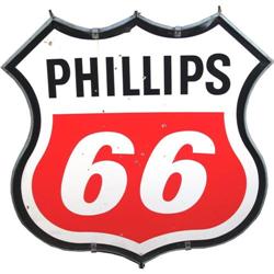 Phillips 66 Porcelain 2 sided Sign in Cast-Iron Frame