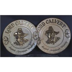 Lot of 2 Lord Calvert tin Chargers 23" diameter