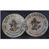 Image 1 : Lot of 2 Lord Calvert tin Chargers 23" diameter