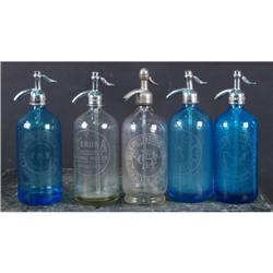 Lot of 5 Advertising Seltzer Bottles