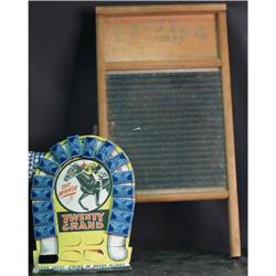 Lot of 2 Items: Crystal Glass Washboard & Razor Blade