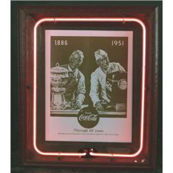 Neon Window Framed Coca-Cola Picture  1950's  xlnt cond