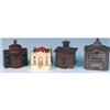Image 1 : Lot of 4 cast iron Building shaped banks
