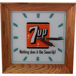 Wooden Framed 7-up Clock  16" square