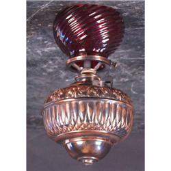 Cigar Cutter Font w/ Red Embossed and Striped Shade