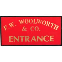 F. W. Woolworth & Co Entrance sign reverse glass 12" x