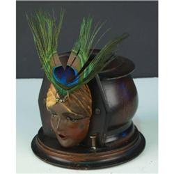 Wooden Kadys head mechanical cigarette Display w/ peaco