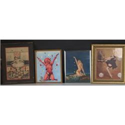 4 Gambling Girl Pin-up Girlie Framed Pictures