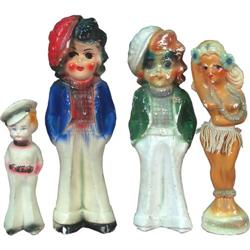 Lot of 4 Carnival Prize Chalk Figures