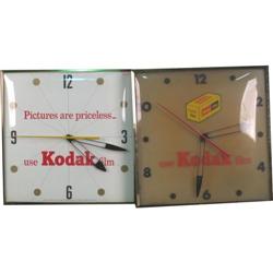 Lot of 2 Square Electric "Kodak"Adv  Clocks