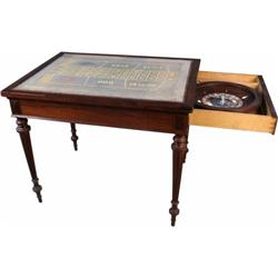 Early game table with felt Roulette layout