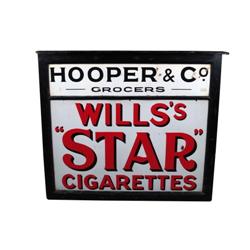 Wills Star Cigarette Porcelain sign in black frame 46"