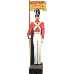 "Masury Paints" Double Sided Figural Wood Sign 7' tall