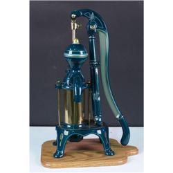 Restored Water Pump on Oak Base  green  22"tall