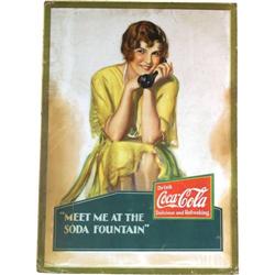 Coca-Cola Cardboard Sign "Girl on the Telephone"