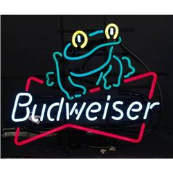 Budweiser frog with bowtie neon sign