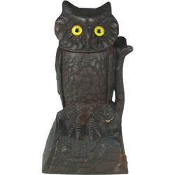 Owl Turns head mechanical bank J 7 E Stevens c1880