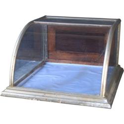 Curved front display case in German silver 24" x 20" x