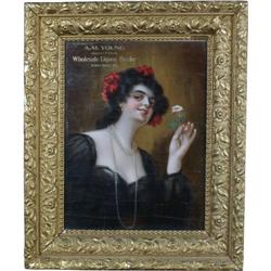 Young Liquor Advertising sign framed 22" x 27"