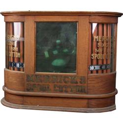 Merrick's Oval Shaped Oak Spool Cabinet