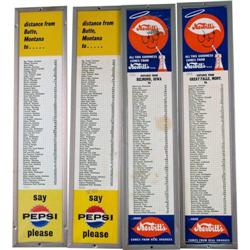 Lot of 4 "Miles To" Road Signs 2 are Nesbitts, 2 Pepsi