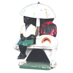 Cement Lawn Ornament with 2 black boys