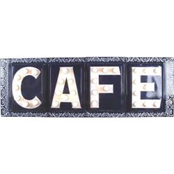 "Cafe"  Outdoor Porcelain Sign 1 sided Blue & White