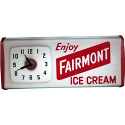 Fairmont Ice Cream Sign w /Light & Clock