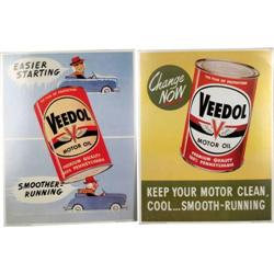 Lot of 2 Veedol Cardboard Signs 1958 NOS