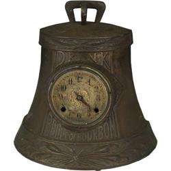 Bell of Bourbon cast iron advertising clock