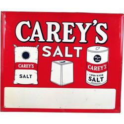 Carey's Salt tin sign 28" tall 34" wide