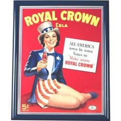 Royal Crown Cola, 1940's framed Advertising Sign featur