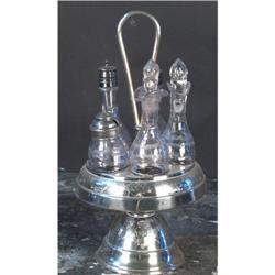 5 Bottle Cruet set with all matching bottles that have