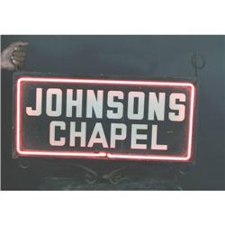 Neon Sign "Johnsons Chapel" Reverse Painted