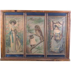 3 panel framed double sided w/ 6 different sample ads