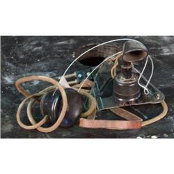 Early telephone operators headset with chest plate moun