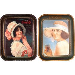 Group of 2 Early Coca-Cola Trays 1914 & 1921