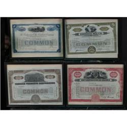 4 framed Stock Certificates