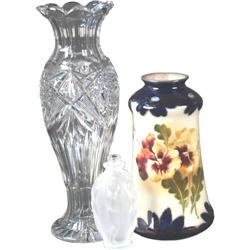 One Antique Lead Crystal Hand Cut Vase.  One Antique Ha