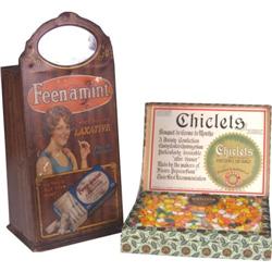 Lot of 2 Tin Feenamint chewing gum display & Chicklets