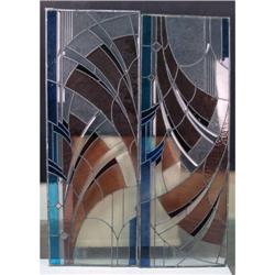 Pair of leaded glass windows (no frames)