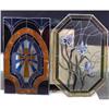 Image 1 : Lot of 2 leaded glass windows 1-22" x 36"  1 is octagon