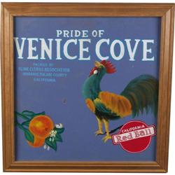 Venice cove framed tin sign 16" square