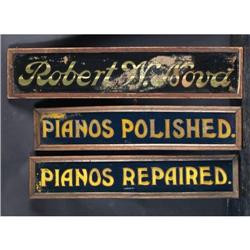 Lot of 3 Reverse Glass piano repair signs
