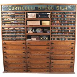 Corticelli Spool Silk Huge Oak Spool Cabinet w/ Product