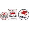 Image 1 : Lot of 3, Mobiloil Porcelain Signs 2 round 1rectangular