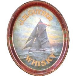 J H Cutter Whisky Oval Tin Serving Tray 13  x 16 