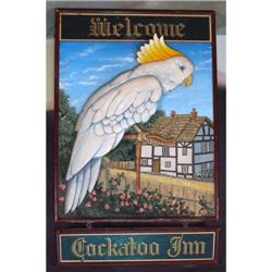 Carved Trade Sign   Welcome Cocatoo Inn 